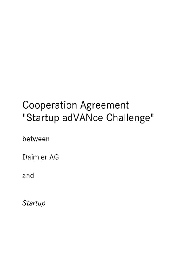 Cooperation Agreement |  Startup adVANce Challenge - Page 1